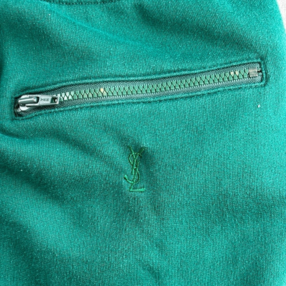 Vintage YSL Sweatpants Green Joggers Embroidered Logo Men's S - Picture 9 of 12